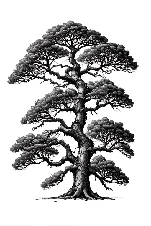 Lebanese cedar tree intertwined tattoo design idea