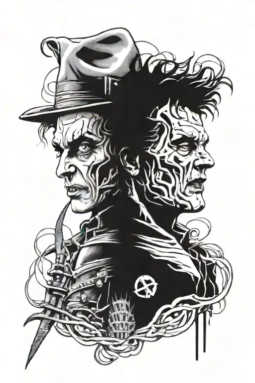 edward scissorhads and freddy krueger tattoo design idea