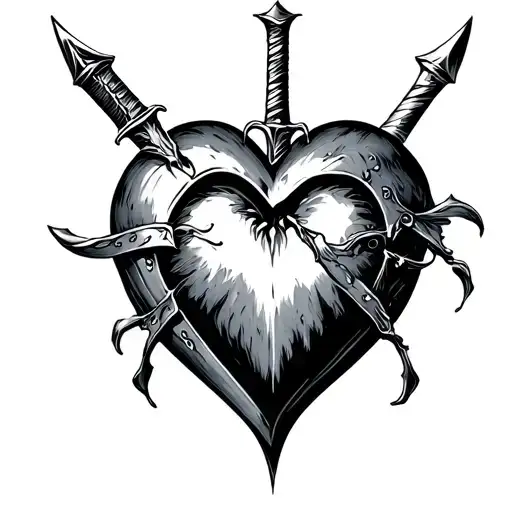 heart with dagger going through it  tattoo design idea