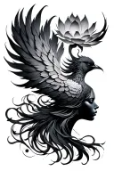 feminine lotus phoenix rising tattoo design idea
