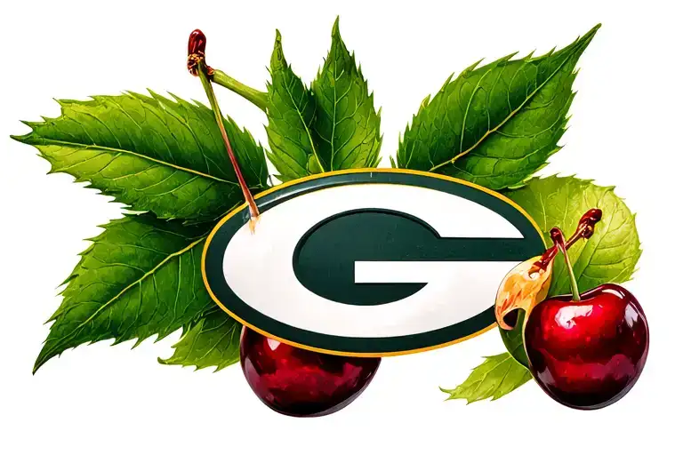 green bay packers logo cherries in twined tattoo design idea