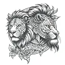 gladiator and lion head tattoo design idea