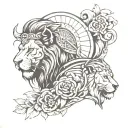 gladiator and lion head tattoo design idea