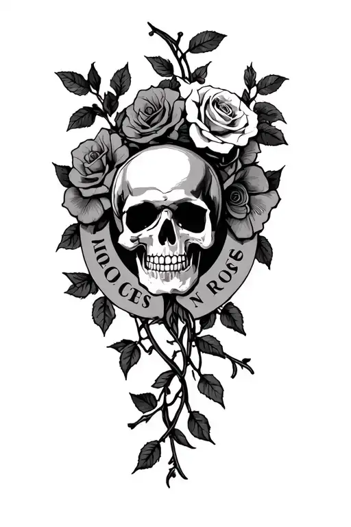 guns n roses with vines and add some quotes tattoo design idea