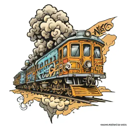 train car with graffiti style mural tattoo design idea