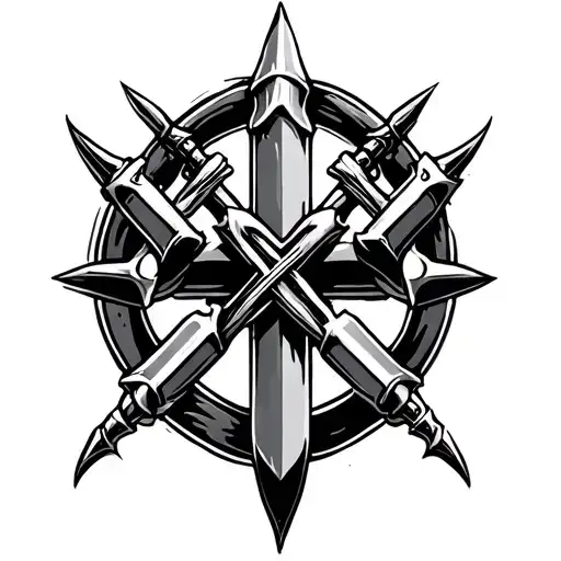 cross of three nails logo intertwined tattoo design idea