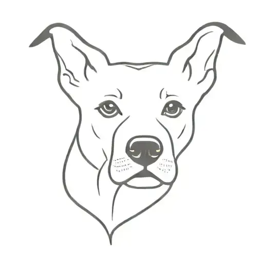 dog face with cleft lip outline tattoo design idea