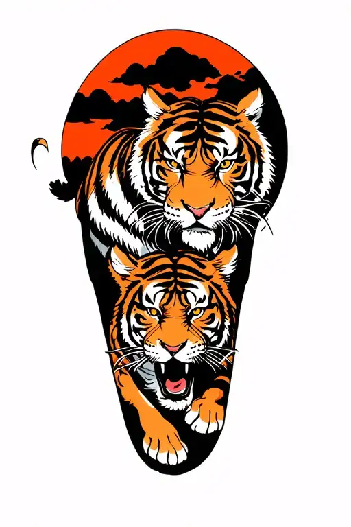 a wrestle between a man and a tiger on the inner calf  tattoo design idea