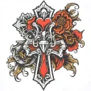 chrome heart cross tattoo design idea