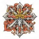 chrome heart cross tattoo design idea