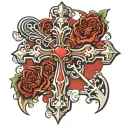 chrome heart cross tattoo design idea