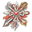 chrome heart cross tattoo design idea