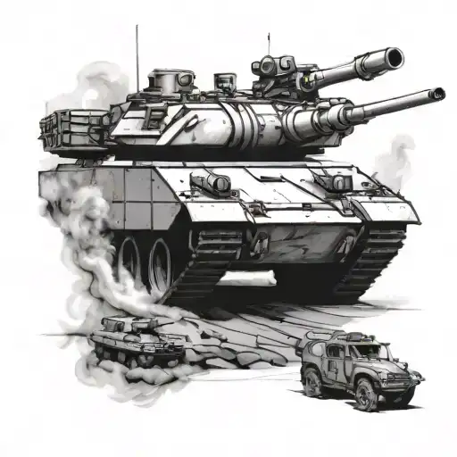 M1 Abrams tank shooting tattoo design idea