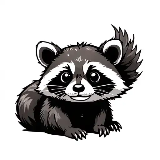 cartoon raccoon and otter tattoo design idea
