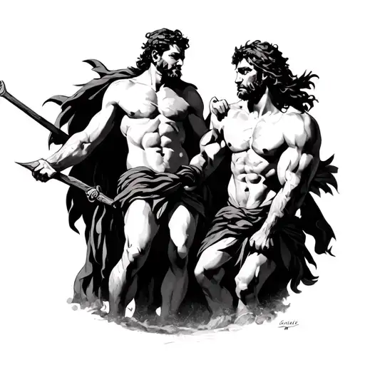 David and Goliath themed tattoo tattoo design idea