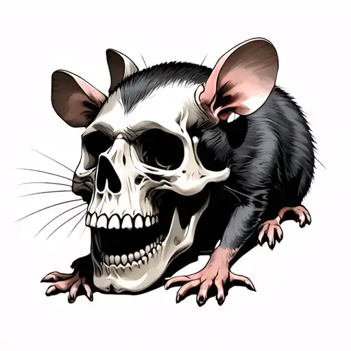 skull and rats tattoo design idea