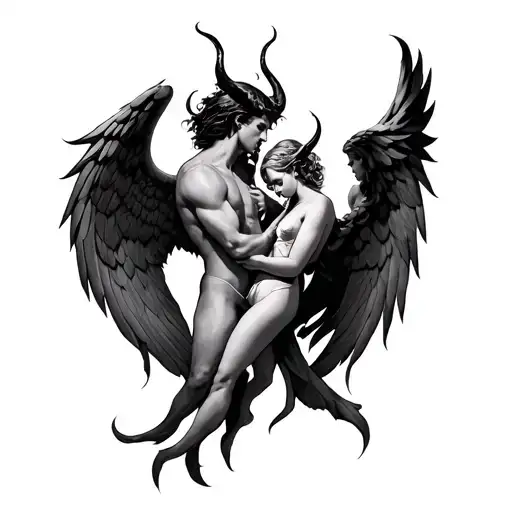 good vs evil devil and angel full back tattoo design tattoo design idea