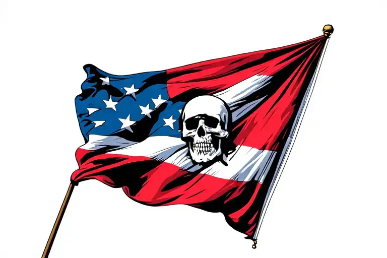small waving rebel flag flying tattoo design idea