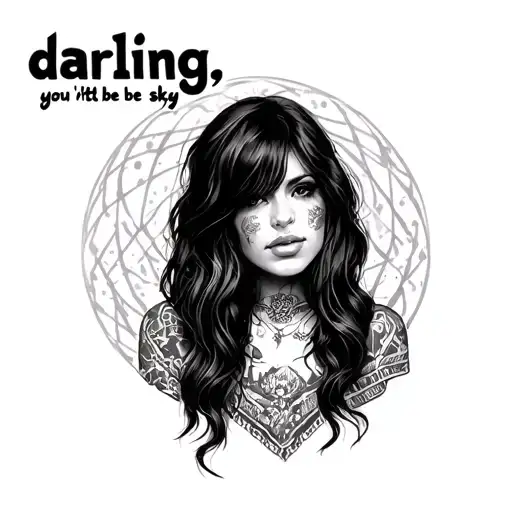 The lady from Pierce The Veil's Collide with the sky album with the lyrics "darling, you'll be okay" around her tattoo design idea