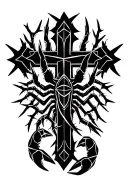 Cross with scorpion around the cross and thorns on cross tattoo design idea