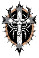 Cross with scorpion around the cross and thorns on cross tattoo design idea