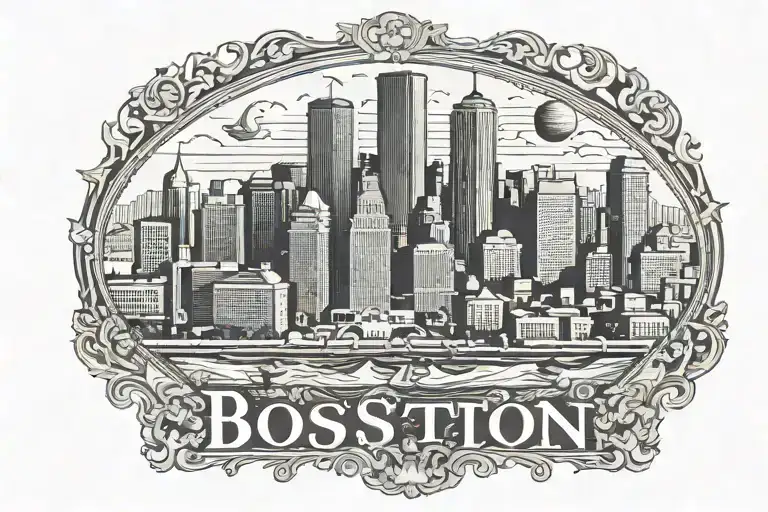 boston skyline tattoo design idea
