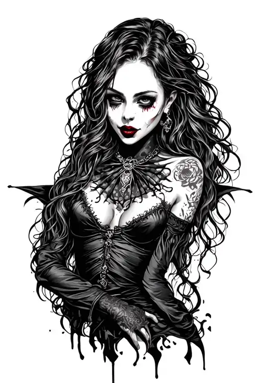 sexy underground vampire girl tattoo design idea