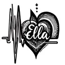 heartbeat line name ella tattoo design idea