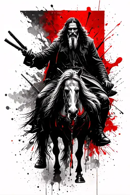 john wick riding gandalf tattoo design idea