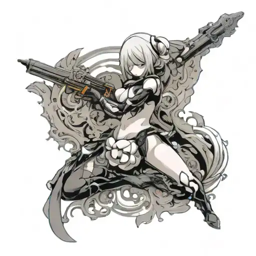 nier automata 2b nude tattoo design idea