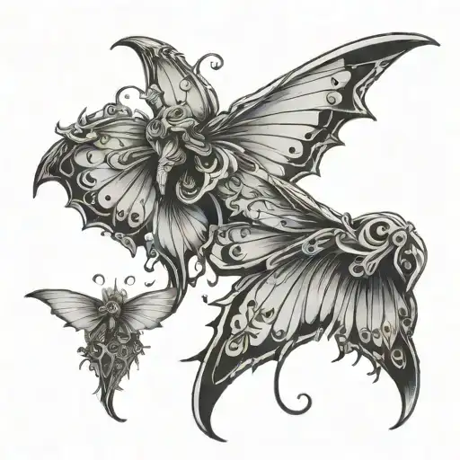 gothic fairy wings tattoo design idea