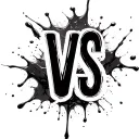 A blood splash that has the letters VS in the middle of the blood splash. The blood splash has is big and covers more ar tattoo design idea
