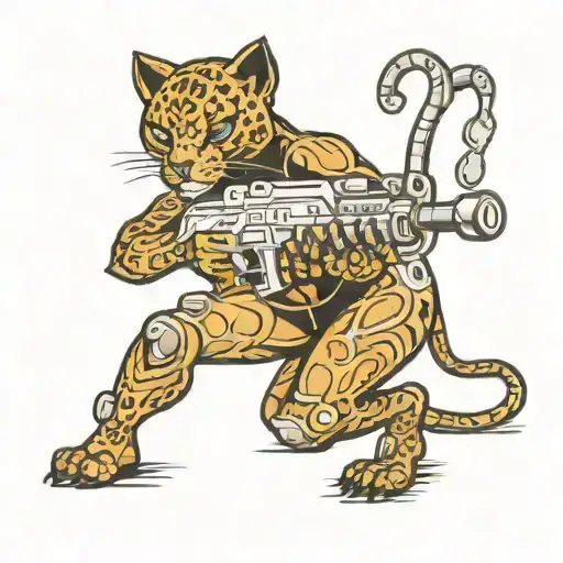 sexy wet female cartoon black panther with a super soaker tattoo design idea