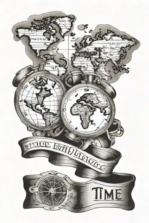 time - unlock cuff - cards - world maps - football  tattoo design idea