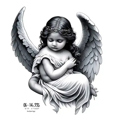 "06/14/2025" An angel woman baby tattoo design idea