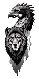 Eagle, Wolf, Lion tattoo design idea