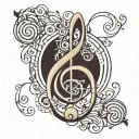 bass clef and treble clef intertwined tattoo design idea