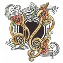 bass clef and treble clef intertwined tattoo design idea