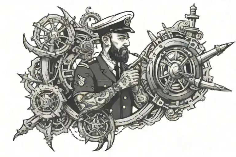 Marine engineer working tattoo design idea