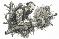 Marine engineer working tattoo design idea
