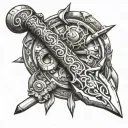 Indian tomahawk with anchor intertwined tattoo design idea