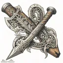 Indian tomahawk with anchor intertwined tattoo design idea
