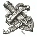 Indian tomahawk with anchor intertwined tattoo design idea