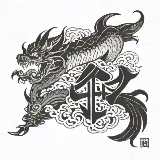 help me create these chinese words "天龙刀" tattoo design idea