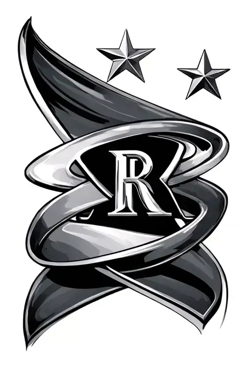 rolls Royce logo with star wrapped around it tattoo design idea