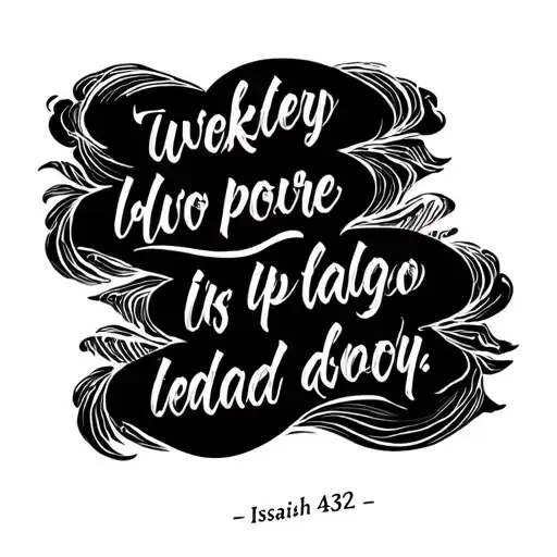 water waves gladiolus  text of Isaiah 43:2 tattoo design idea