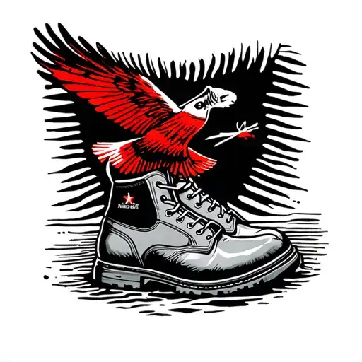 bootprint with red kite flying in center tattoo design idea