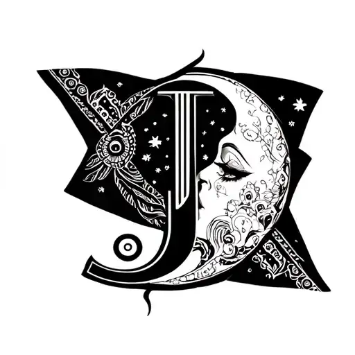 bandana folded in the letter J Scott Campbell female Moon tattoo design idea