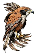 red tailed hawk tail feathers tattoo design idea