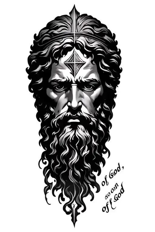 god face "son of god, soldier of god" written along tattoo design idea